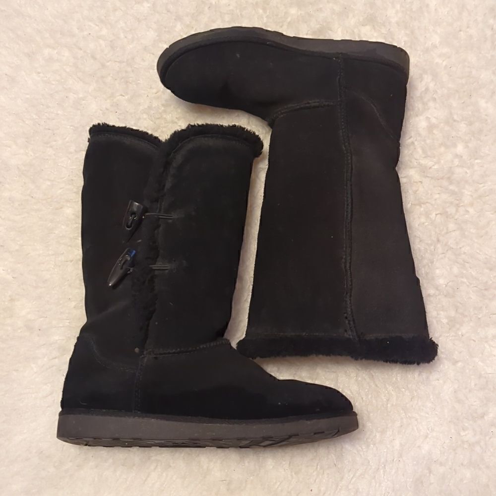 Canyon River Blues Toggle Faux Fur Winter Boots Black Size 7 Leather Upper